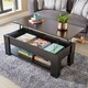 image 2 of Wooden Coffee Table With Lift Up Top Storage Area and Magazine Shelf | Black