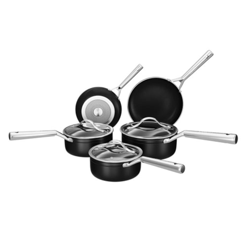 image 1 of DMD 5-Piece Frying Pan (20cm & 24cm) & Sauce Pan Set (16/18/20cm) Stainless Steel Handles | Black | 5-Piece