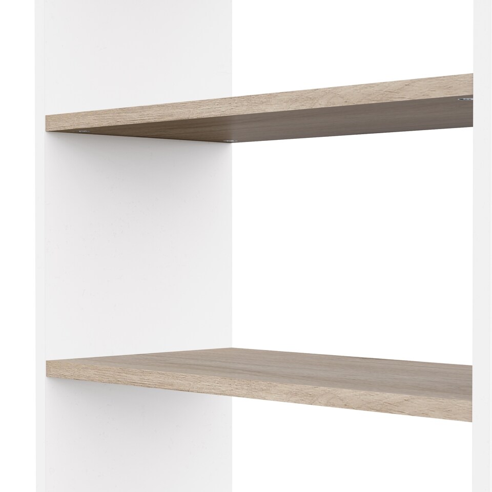 image 1 of FURNICOMP Echo Corner Office Desk with Bookcase - Matt White & Oak