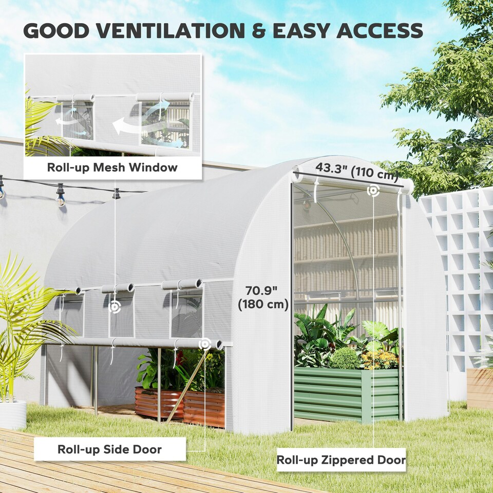image 1 of Outsunny 3 x 2 x 2m Polytunnel Green House w/ UV-resistant PE Cover, Green