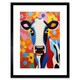 image 1 of Colourful Cow Portrait Bright Bold Floral Folk Art 9x7" Black Framed Wall Art Print