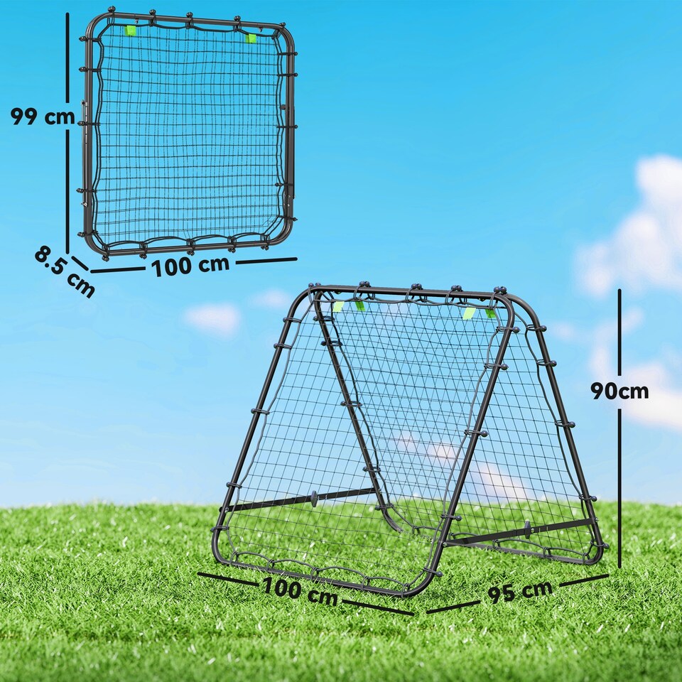 image 1 of HOMCOM Rebounder Net Football Target Goal with Adjustable Angles, Black
