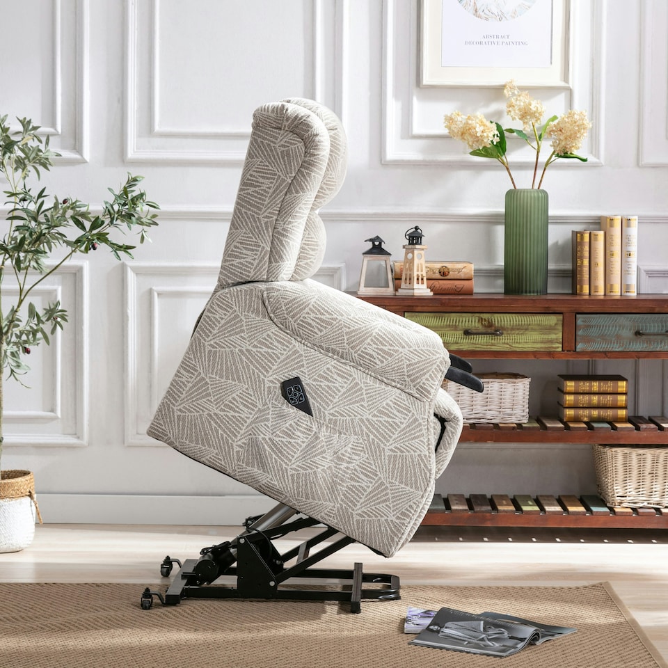 image 1 of Ashfield Electric Fabric Dual Motor Rise Recliner Lift Mobility Chair (Cream)