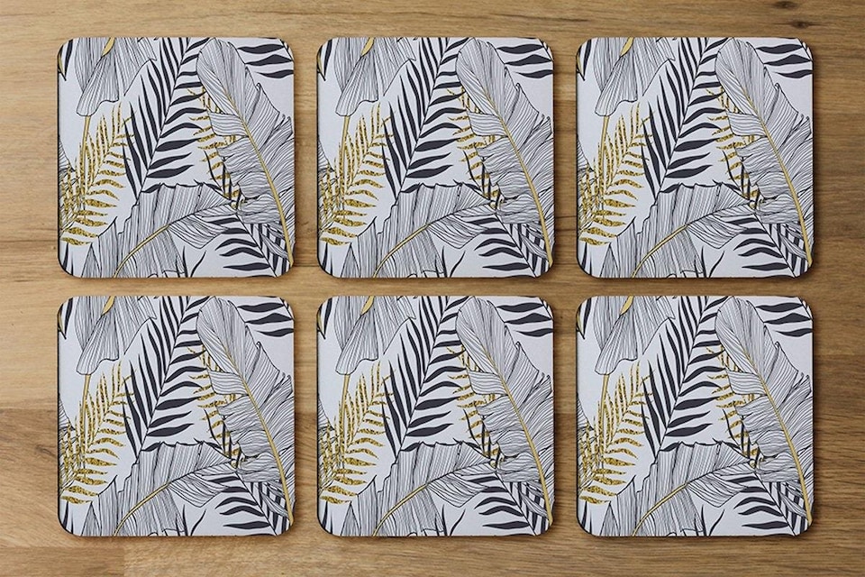 image 1 of Gold & Black Leaves (Coaster)