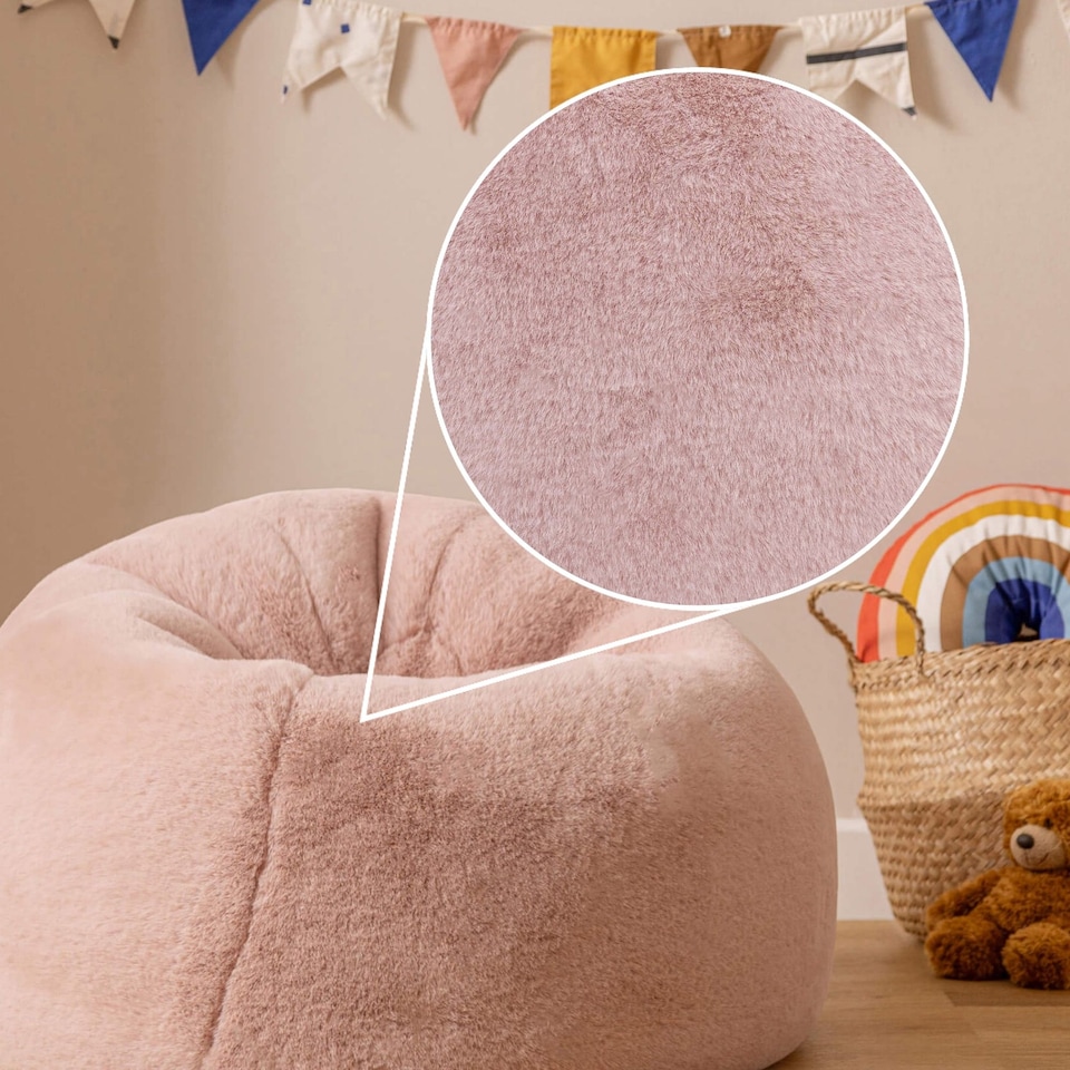 image 1 of Icon Kids Kingston Rabbit Faux Fur Classic Dome Bean Bag, Rose Pink