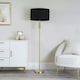 image 2 of ValueLights Marissa Black Fabric Drum Shade with Brushed Gold Stacked Ball Floor Lamp