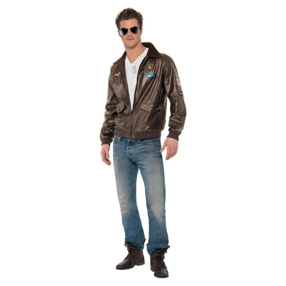 image 1 of Top Gun Unisex Adult Costume Jacket - Brown - XS | Multi | XS