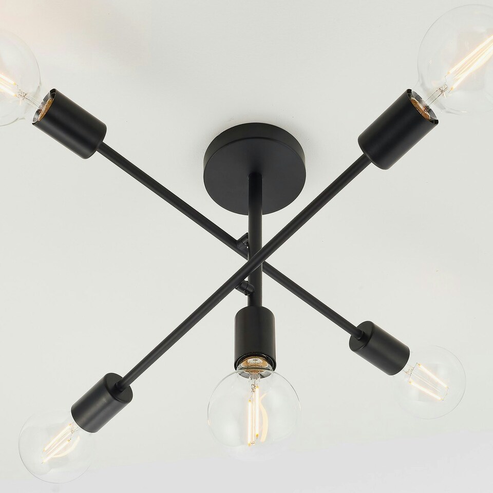 image 1 of Studio 5 Light Semi Flush Light Matt Black, E27