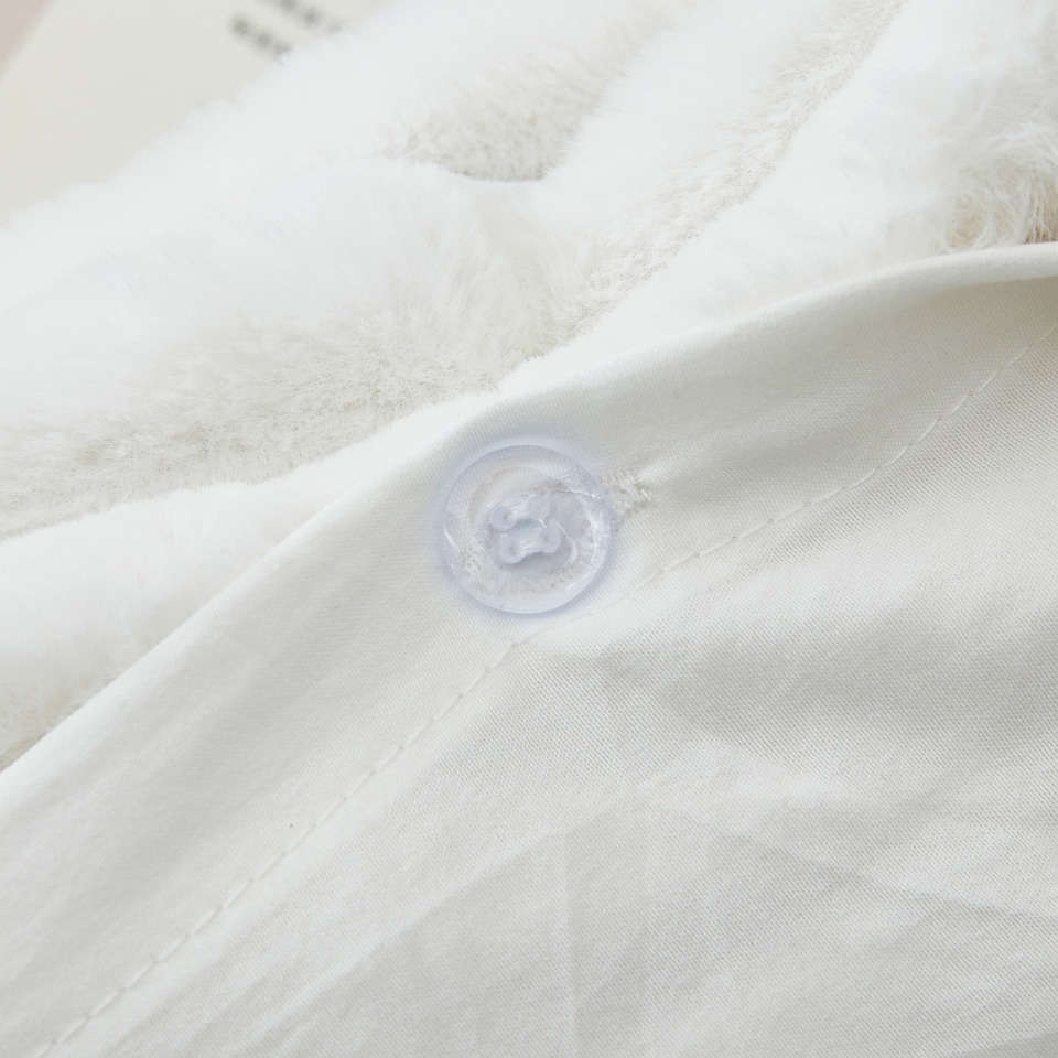 image 1 of Super Soft Luxury Faux Fur Stripe Duvet Cover Plush Winter Bedding | Cream | Cream | King