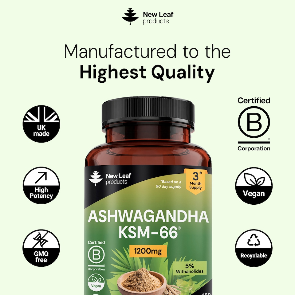 image 1 of Ashwagandha KSM-66 1200mg Root Extract -180 Tablets