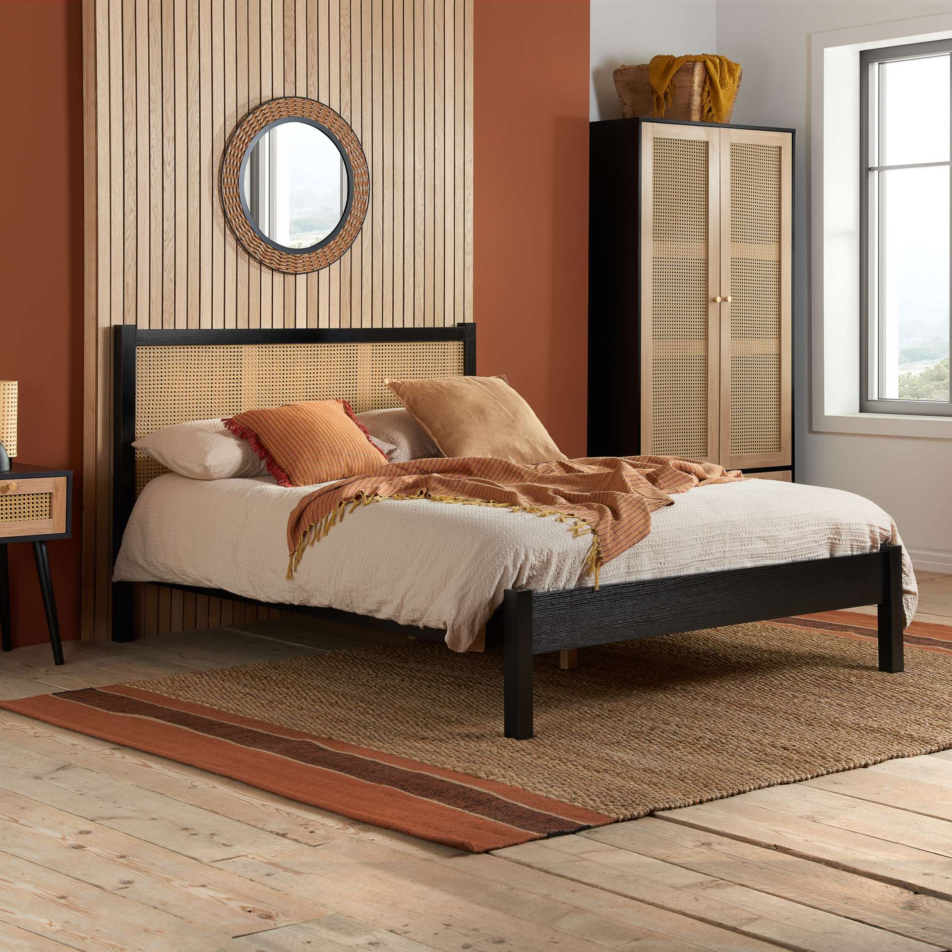 Birlea Croxley King  Rattan Bed, Black