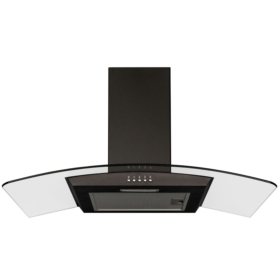 image 1 of SIA CGH80BL 80cm Curved Glass Chimney Cooker Hood Extractor Fan In Black