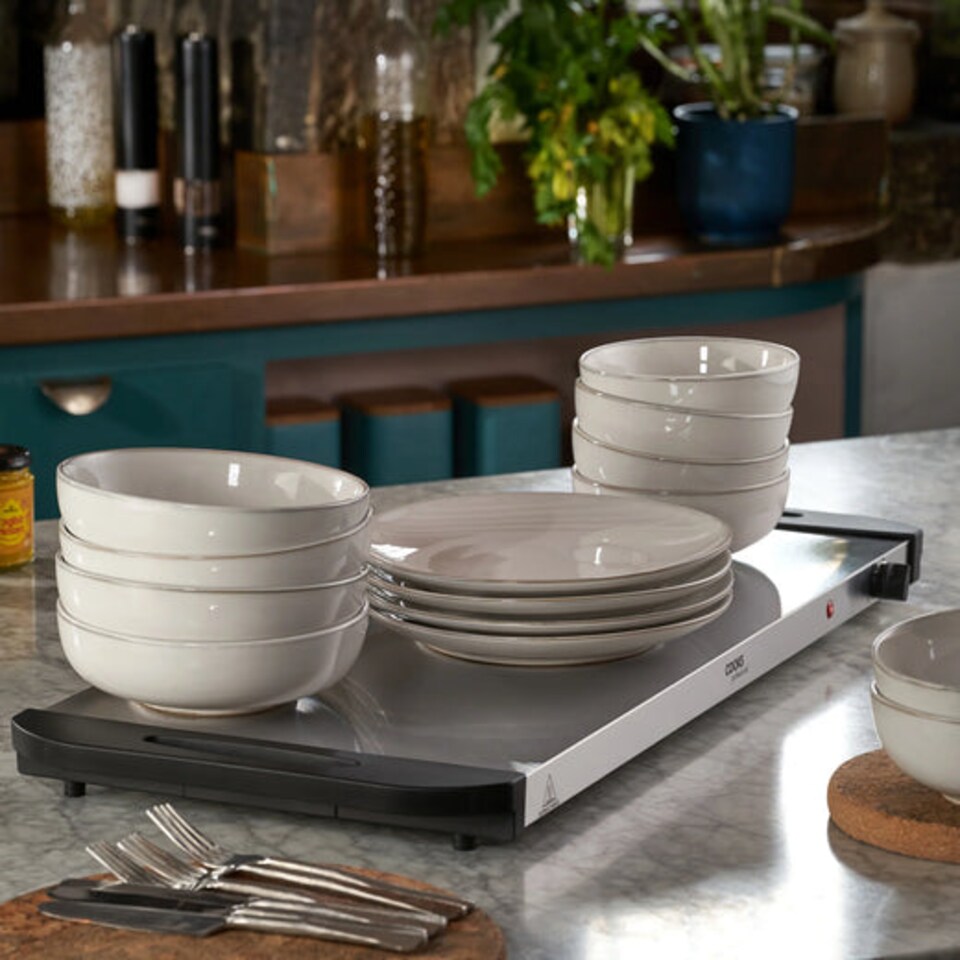 image 1 of Cooks Professional 4-Section Buffet Warmer 7.2L with Hotplate Function | Silver | Silver