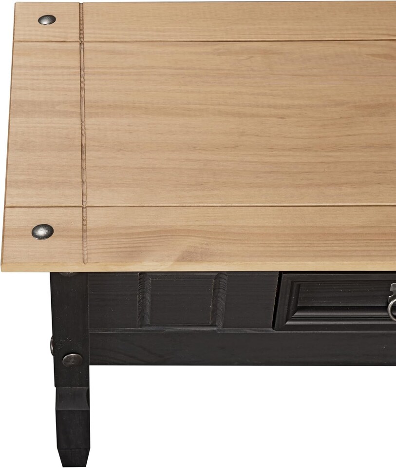 image 1 of Corona Coffee Table Black 1 Drawer Solid Mexican Pine
