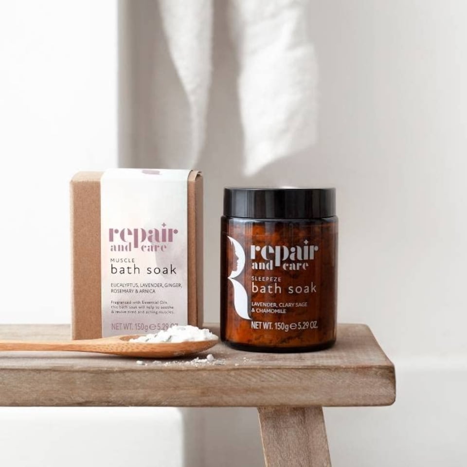 image 1 of Repair and Care Muscle Bath Soak Eucalyptus, Lavender, Ginger, Rosemary & Arnica Essential Oils 150g