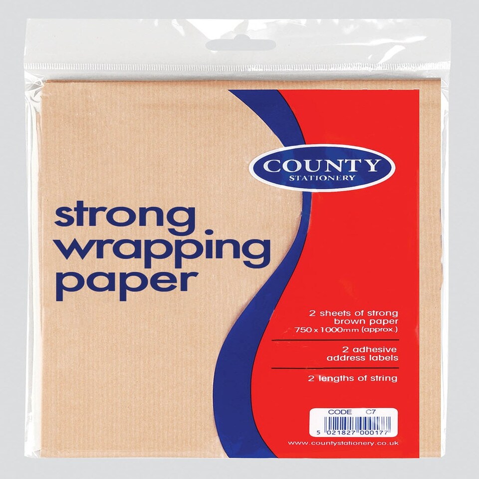 image 1 of strong brown wrapping paper x 2 sheets 77cm by 1000cm x 2 adhesive address labels