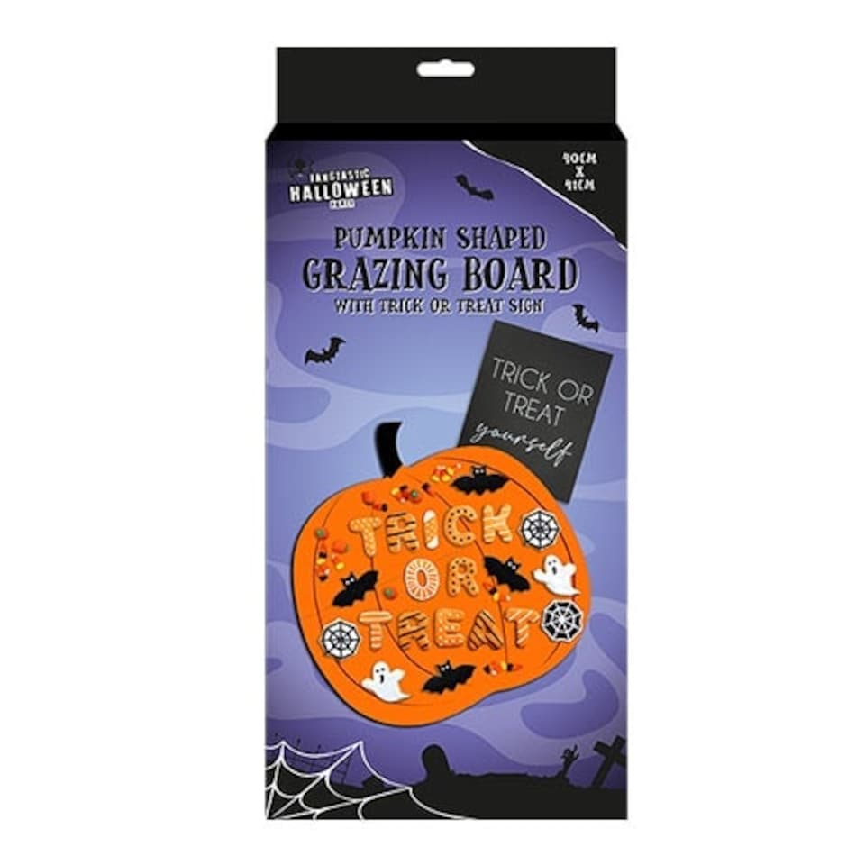 Halloween Pumpkin Shaped Grazing Board with Trick or Treat Sign 41cm