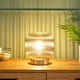 image 2 of ValueLights Monroe Smoked Grey Ribbed Glass Table Lamp