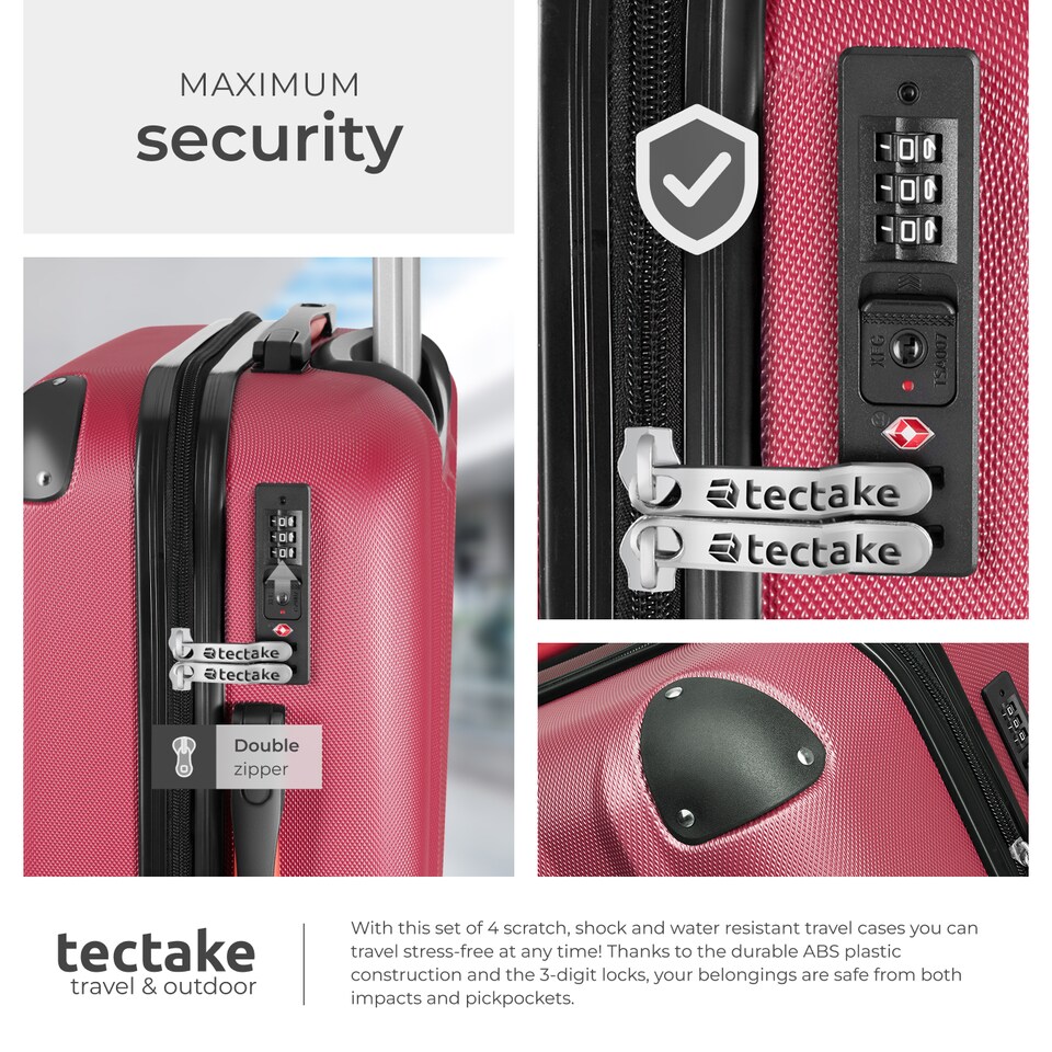 image 1 of Suitcase Set Pucci - 3 suitcases, beauty case, robust, hard-shell ABS plastic | Red | burgundy | 1