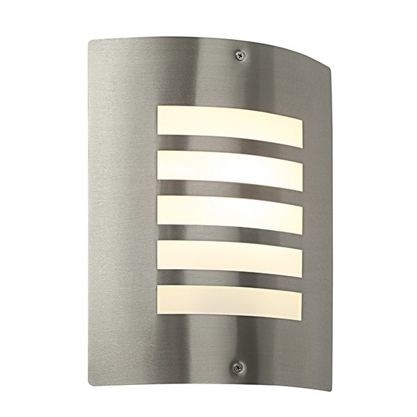 Netlighting Bianco Outdoor Wall IP44 60W Brushed Stainless Steel & Opal 1 Light Dimmable IP44 E27 in Grey