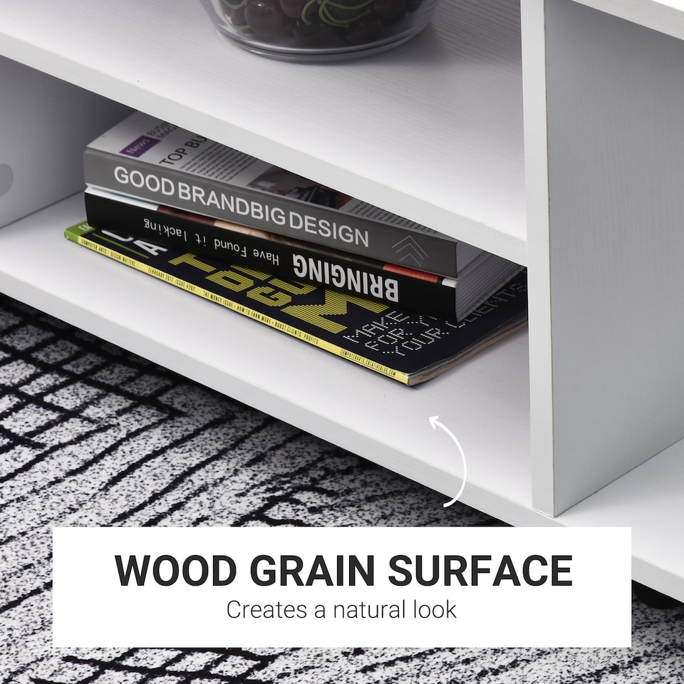 image 1 of HOMCOM Modern TV Cabinet Stand Storage Shelves Table Mobile Bedroom Furniture Bookshelf Bookcase White