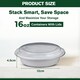 image 2 of 16oz Round White Plastic Meal Prep Containers With Lid BPA Free Food Storage Box 50pc