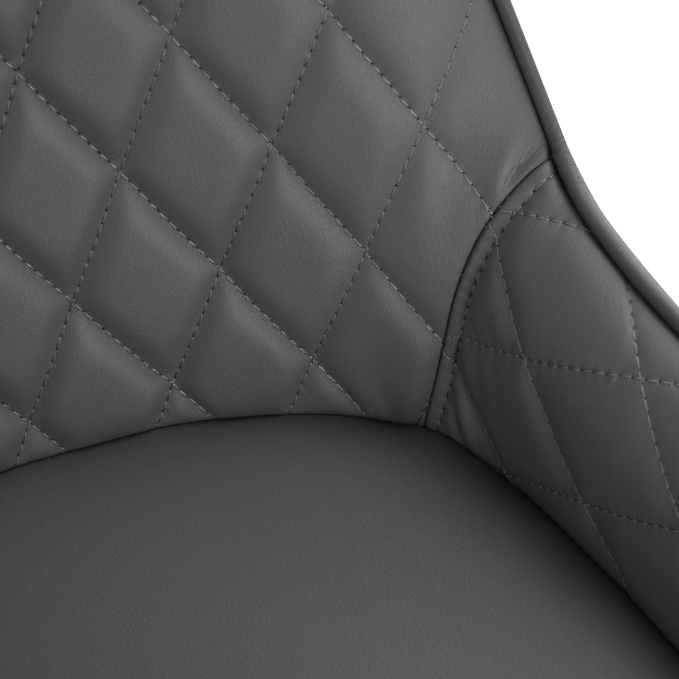 image 1 of HOMCOM Set Of 2 Quilted PU Leather Dining Chairs w/ Metal Frame 4 Legs Grey