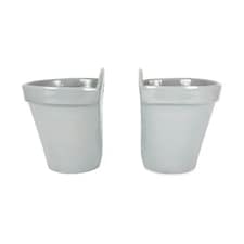 Verano Spanish Ceramics Pastel Set of 2 Hanging Plant Pots - 21.5cm Grey Grey