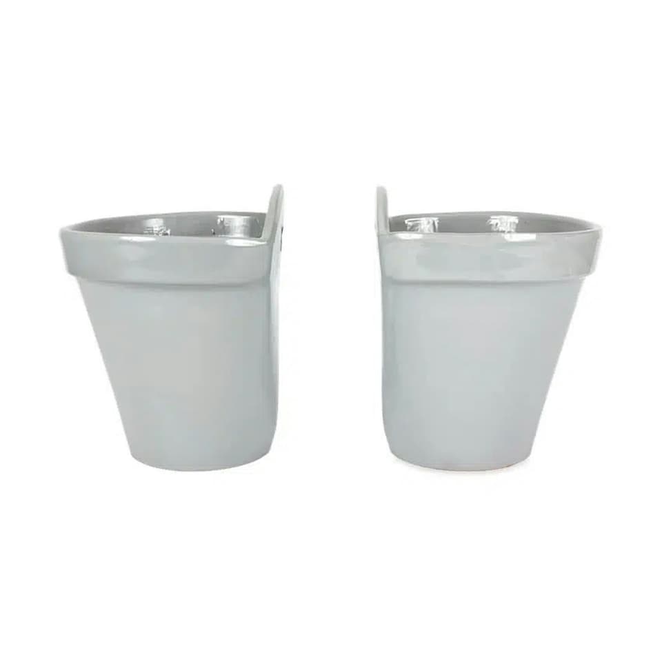 image 1 of Verano Spanish Ceramics Pastel Set of 2 Hanging Plant Pots - 21.5cm Grey Grey