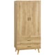 image 1 of HOMCOM 2 Door Wardrobe with 2 Drawers and Hanging Rail for Bedroom