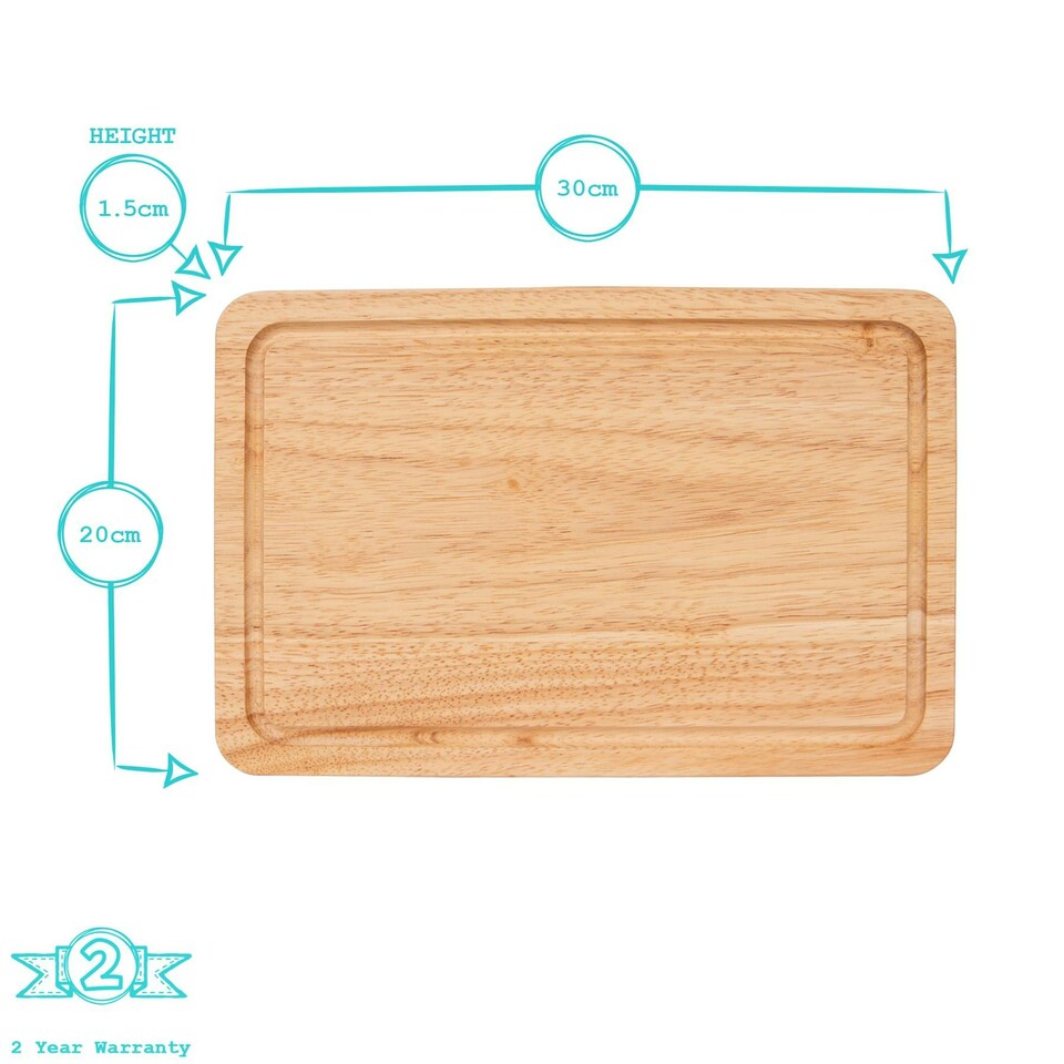 image 1 of Argon Tableware Rectangular Wooden Chopping Board - 30cm x 20cm Brown