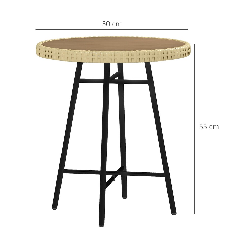 image 1 of Outsunny PE Rattan Side Table for Indoor, Outdoor, Balcony, Patio, Grey