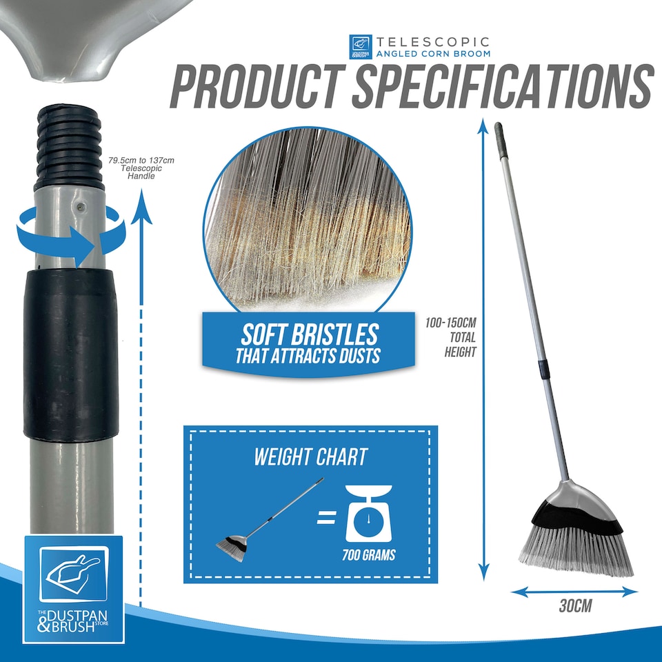 image 1 of Telescopic Indoor Sweeping Broom Soft Angled Slim Floor Sweeping Corn Broom Brush