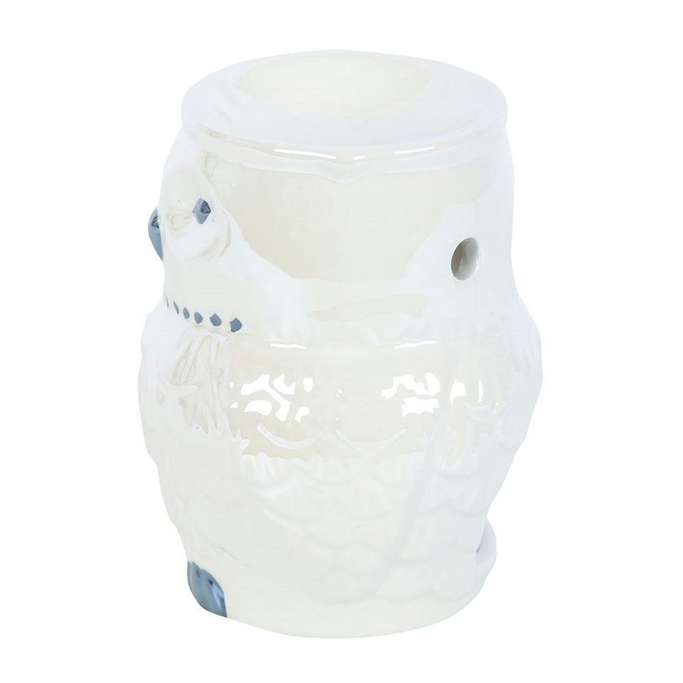 image 1 of Something Different Iridescent Owl Oil Burner - White - One Size