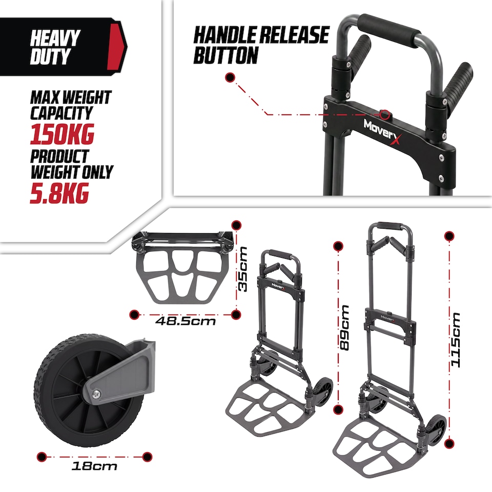 image 1 of MoverX Sack Truck Heavy-Duty Folding Aluminium, Capacity 150kg