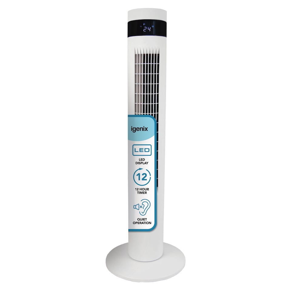 image 1 of Igenix IGFD6035W Digital Tower Fan, 35 Inch, White