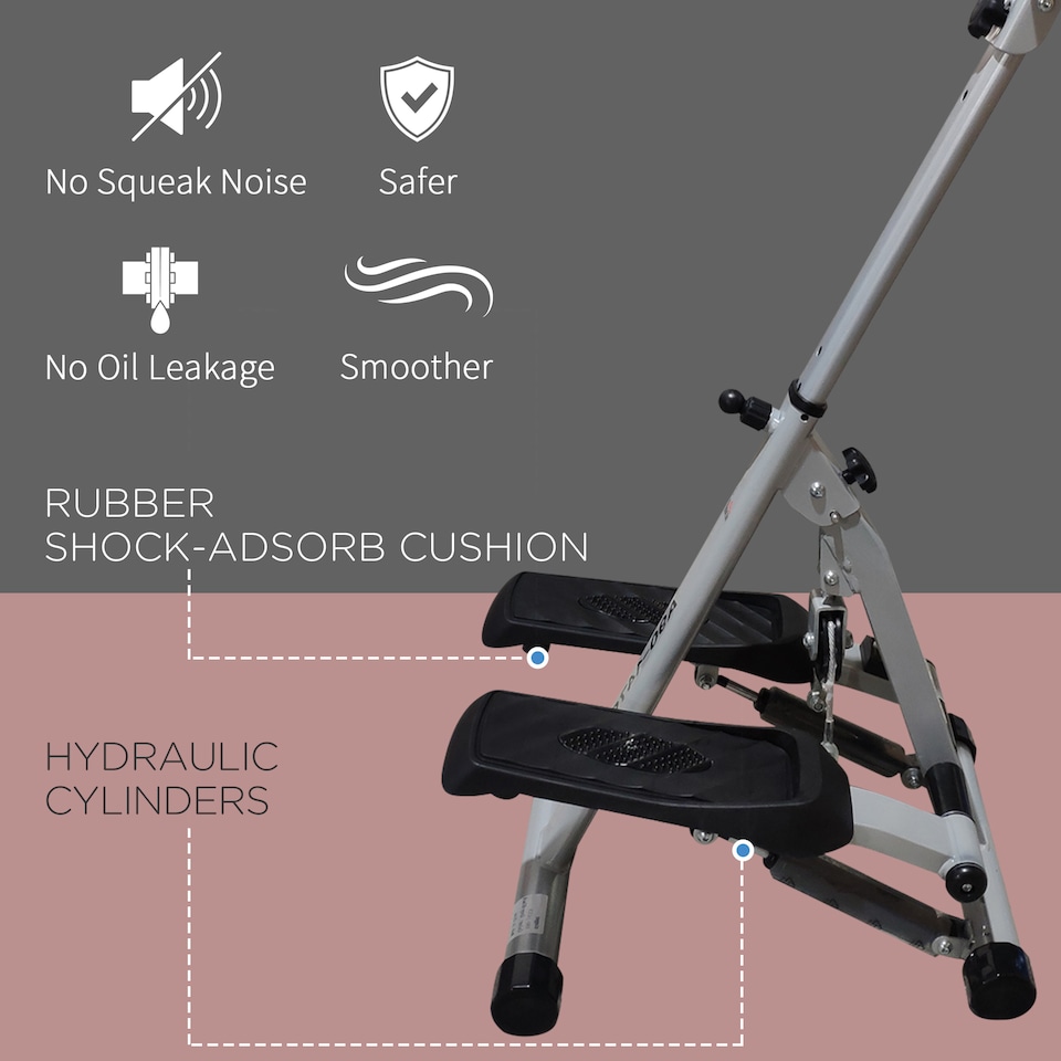 image 1 of HOMCOM Foldable Stepper Adjustable Step Machine with Handlebar LCD Display, White