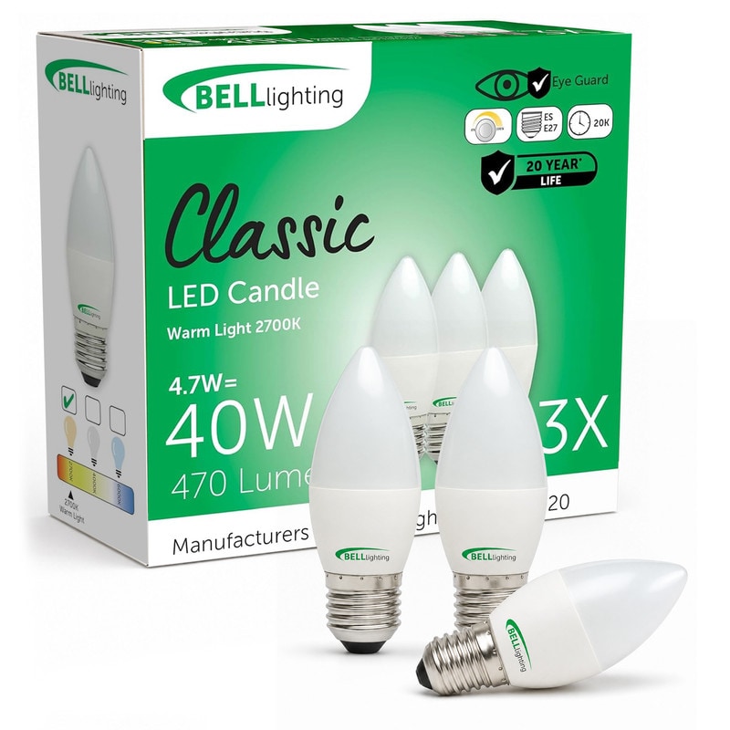BELL Lighting Dimmable E27 LED Bulb Warm White 4.7W 470lm 40W Screw Light | Size: Pack of 3