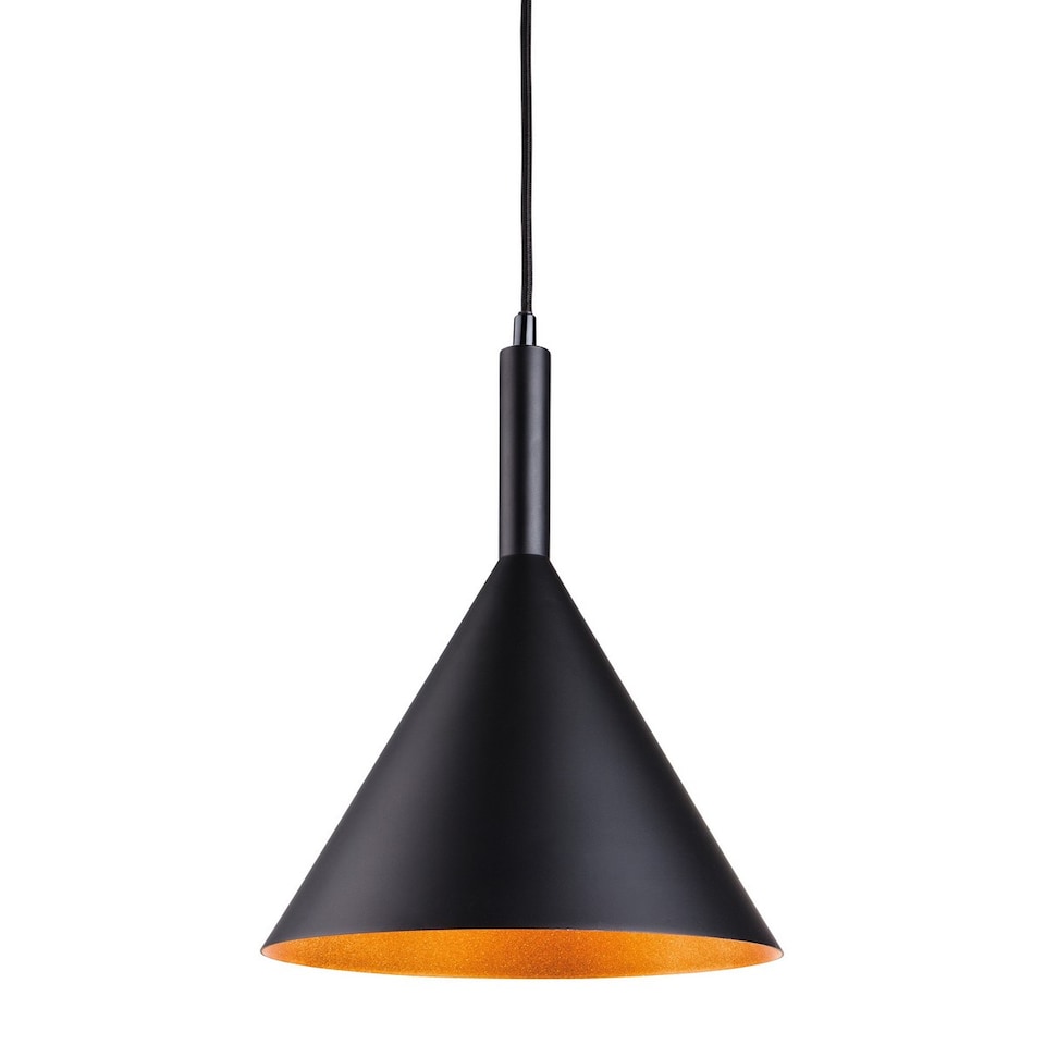 Everest 1 Light Dome Ceiling Pendant Black with Gold Inside, E27