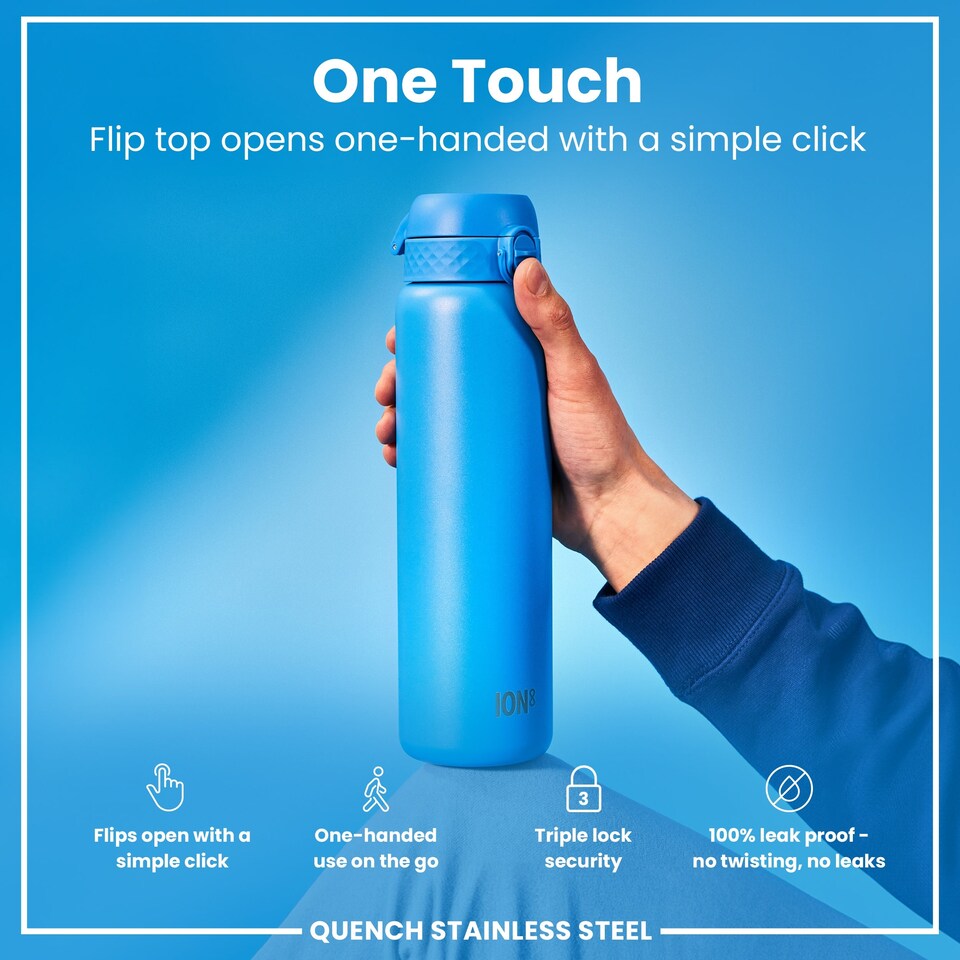 image 1 of Leak Proof 1 Litre Water Bottle, Stainless Steel, 1200ml (40oz) | Blue | Blue | One Size