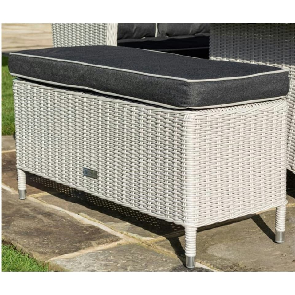 image 1 of 6 Seater Putty Grey Rattan Weave Corner Garden Dining Set - With Benches