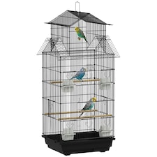 PawHut Bird Cage Budgie Cage with Slide Tray Handle for Finch Canary 43 x 32.5 x 104cm, Black