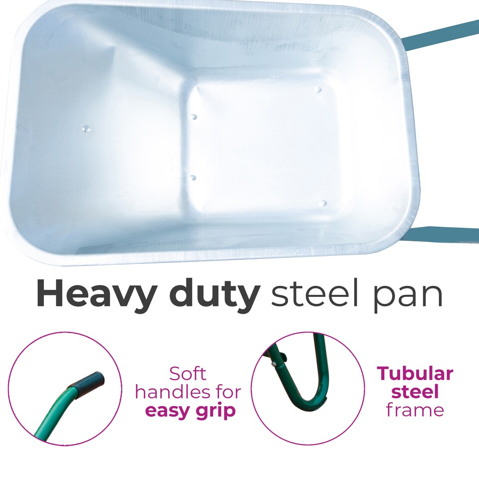 image 1 of Neo 85L Large Galvanised Wheelbarrow with Pneumatic Tyre | Grey