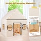 image 8 of COSTWAY Kids Play Tent Large Playhouse w/ Door Curtain & Windows-Beige + Grey