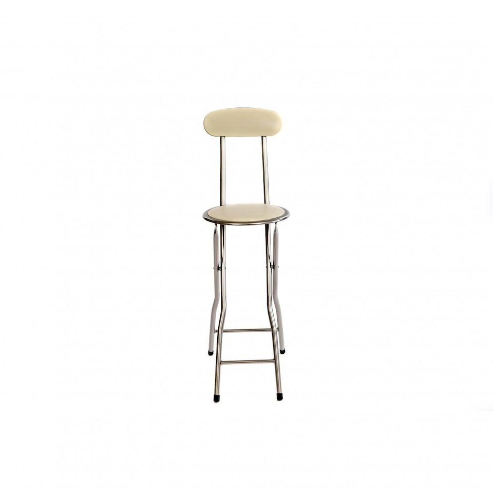 image 1 of Oypla White Padded Folding High Chair Breakfast Kitchen Bar Stool Seat White