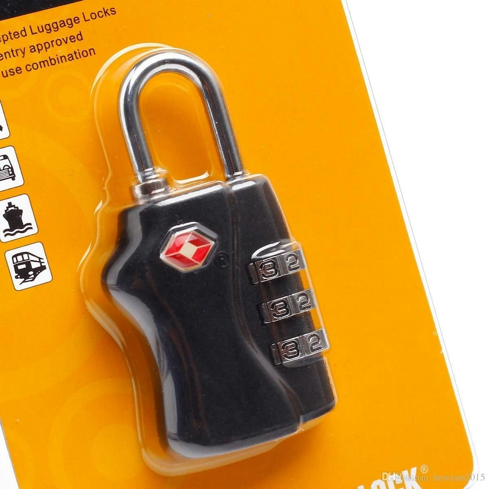 image 1 of TSA Approved Black 3 Combination Travel Suitcase Luggage Padlock Black