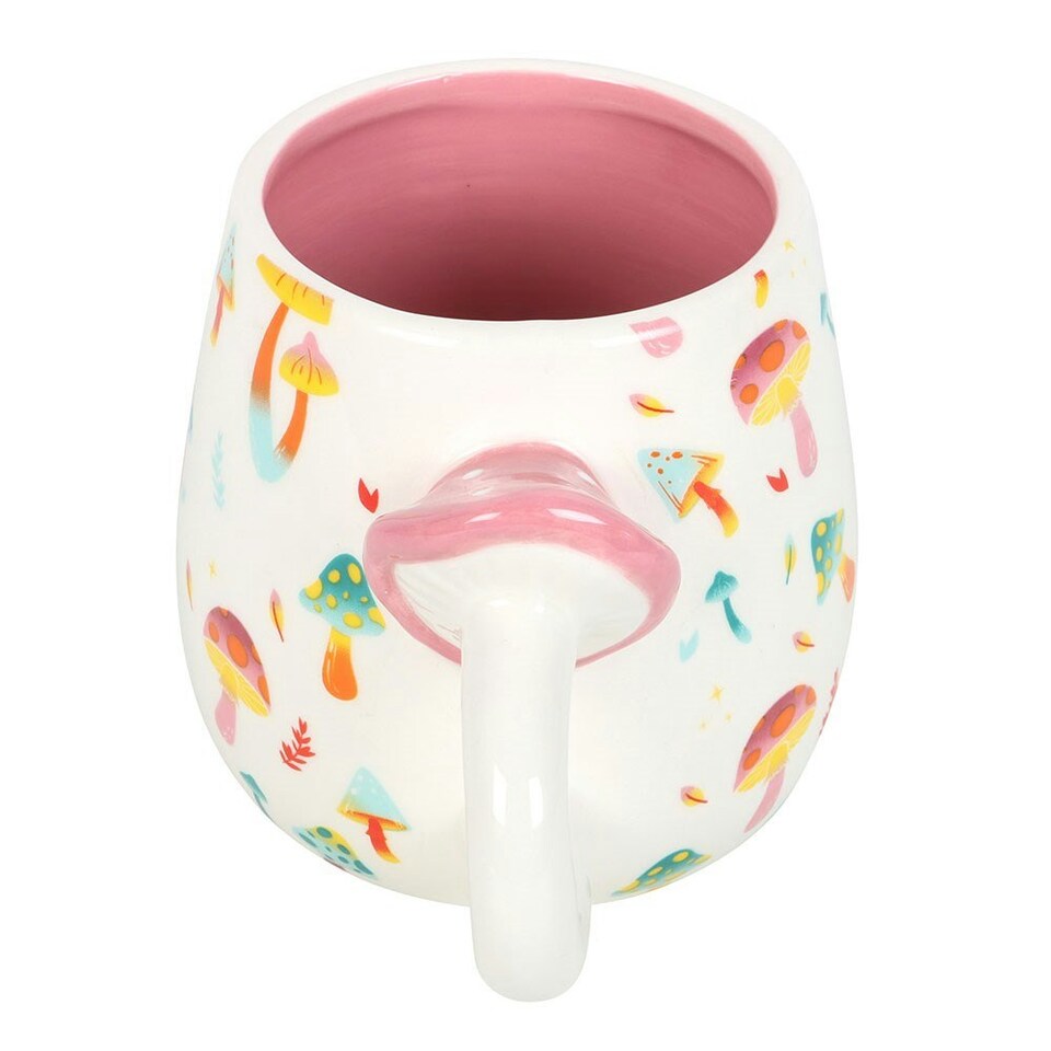 image 1 of Funky Fungi Print Mug with Mushroom Handle