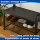 image 4 of Harbour Housewares Curved Steel Coat Rack with Shoe Storage Bench - Black/Black | Black | Black/Black | One Size
