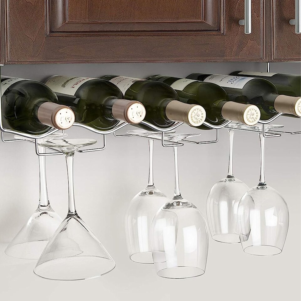 image 1 of Final Touch Under Cabinet Glass Wine Rack