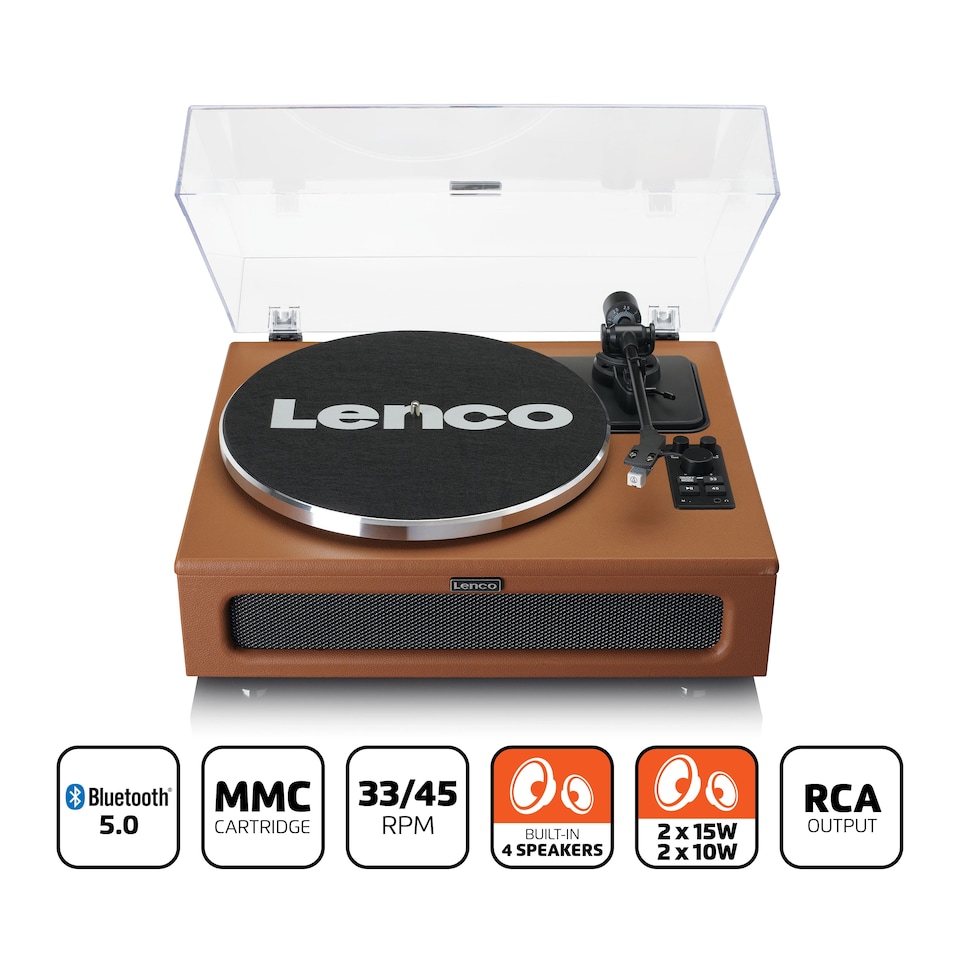 image 1 of LENCO LS-430BN - Turntable with 4 built-in speakers - Brown